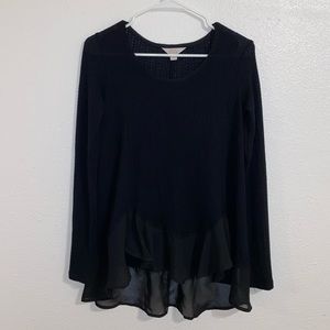 Sun & Shadow Black Long Sleeve Scoop Neck Ribbed Thermal Shirt Size XS